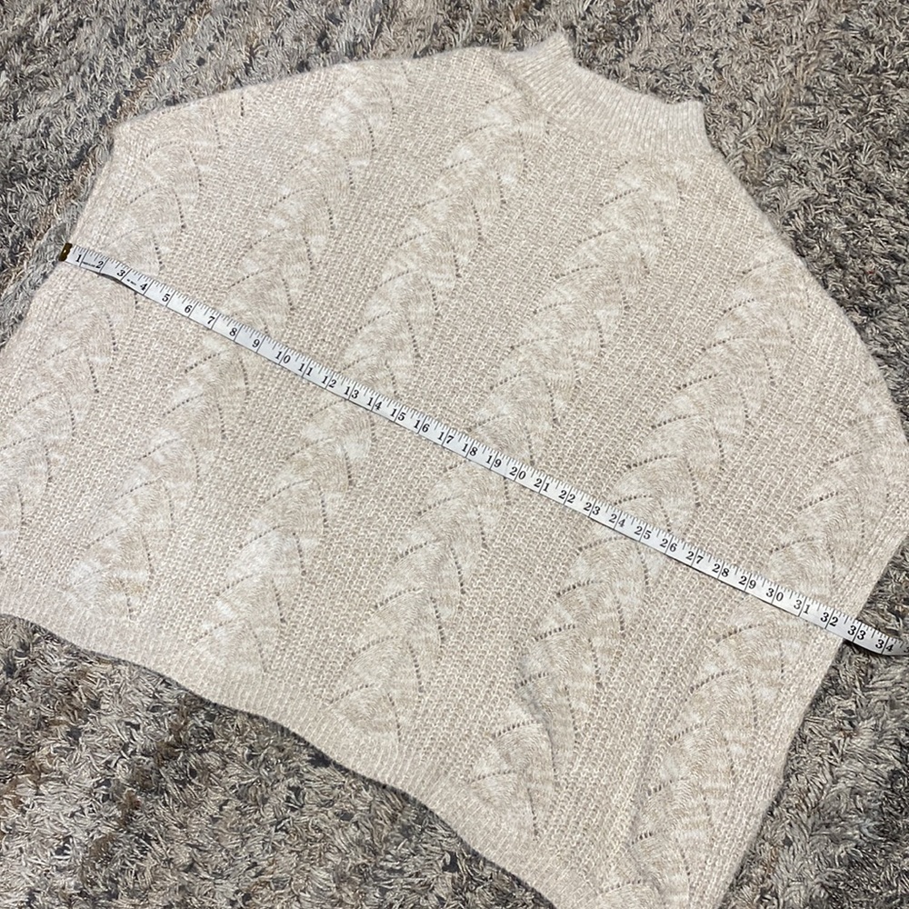 Kori America cream beige pull over knit poncho cover sweater mock neck sz S/M - Picture 4 of 7